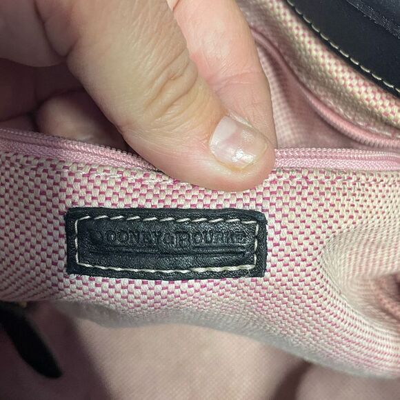 Dooney & Bourke Signature Logo Lock Satchel Black Navy Designer Purse Monogram - Picture 7 of 9
